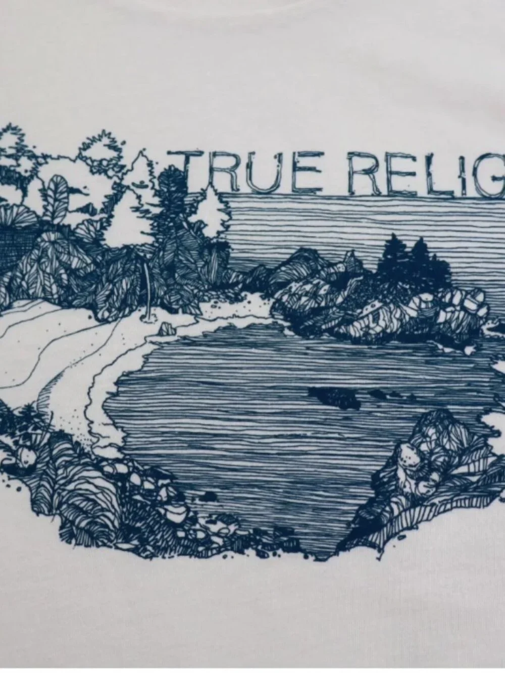 True Religion Made in USA Men's T-Shirt Tee 3XL Crew Neck Cotton Winter White